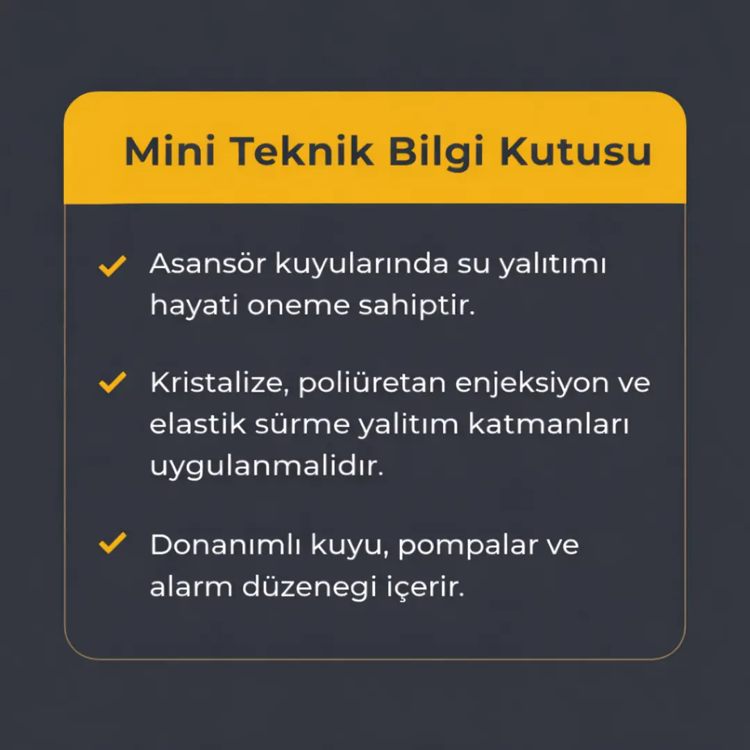 Asansör kuyusu su yalıtımında dikkat edilmesi gerekenler&nbsp;
