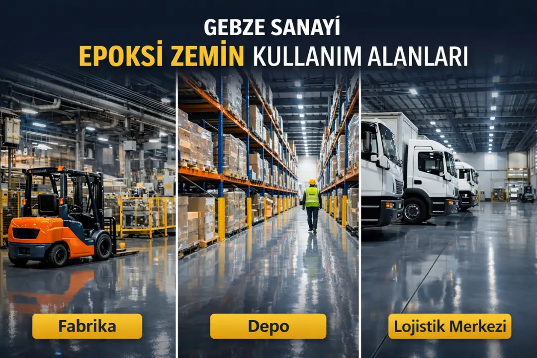 Gebze sanayi tesislerinde fabrika, depo ve lojistik merkezleri için epoksi zemin kaplama kullanım alanları