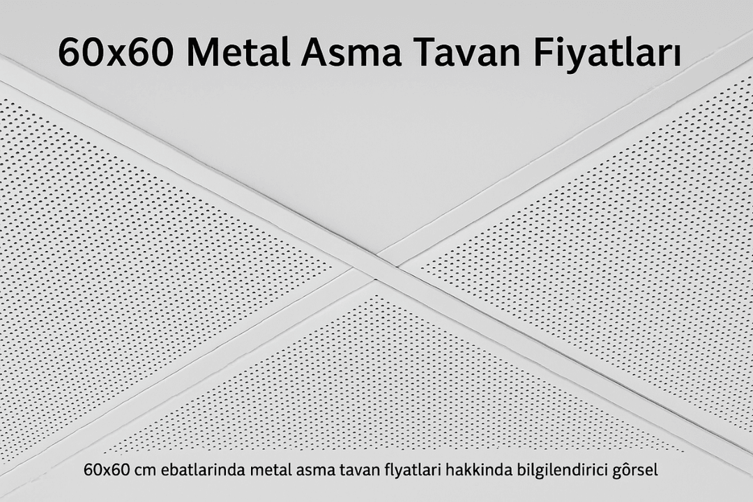 60x60 cm ebatlarında şık ve modern tasarıma sahip metal asma tavan modelleri ve güncel fiyat bilgileri görseli 