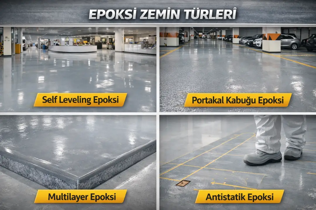 Epoksi zemin kaplama türleri – self leveling, portakal kabuğu, multilayer ve antistatik sistemler&nbsp;