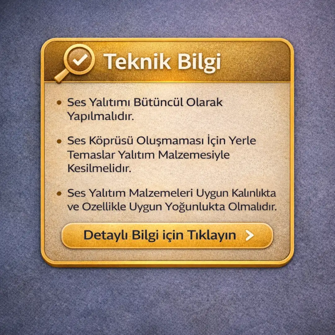 Apartman dairesi ses yalıtımı teknik değerleri dB azaltım ve sistem kalınlık bilgisi