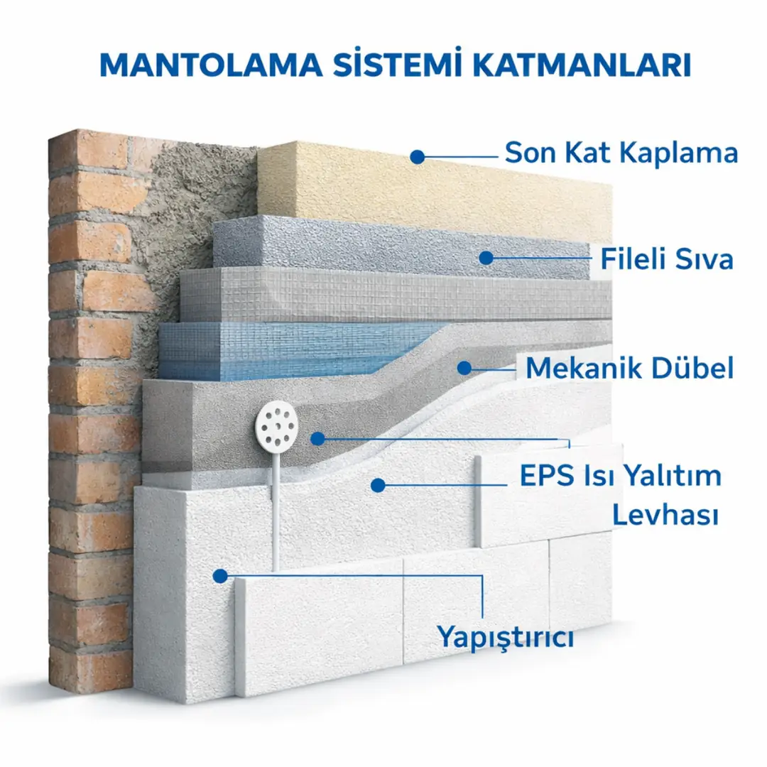 mantolama sistemi katmanları eps levha file sıva dış cephe kaplama&nbsp;