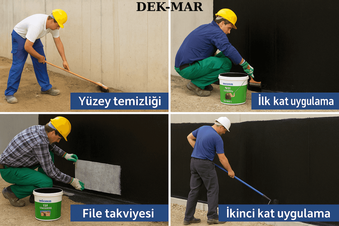 Bitüm kauçuk esaslı sürme su yalıtımı uygulama aşamaları – KÖSTER ürünleri. 