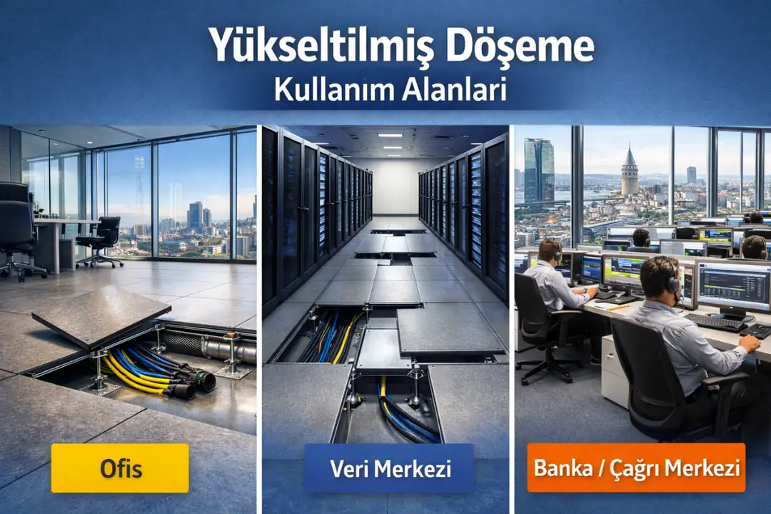 İstanbul’da ofis veri merkezi ve ticari alanlarda yükseltilmiş döşeme kullanımı