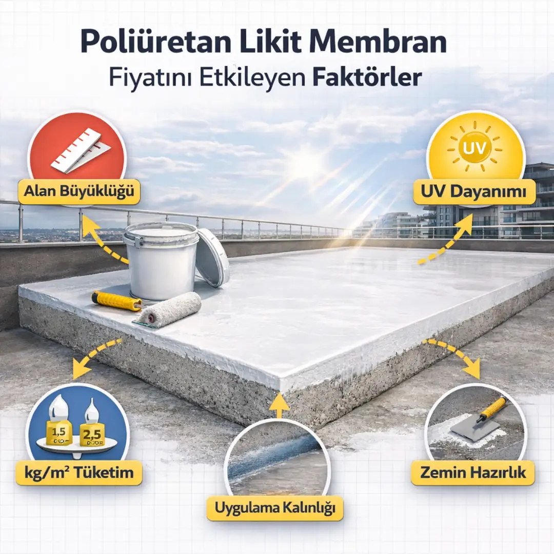 Poliüretan likit membran fiyatını etkileyen faktörler infografik m2 hesaplama&nbsp;