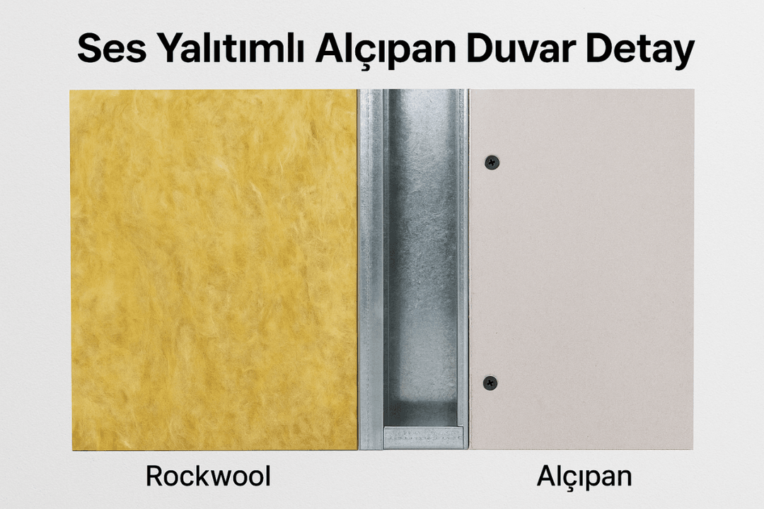 Taşyünü dolgulu alçıpan bölme sistemleri, ev ve ofislerde güçlü ses yalıtımı sağlar. 