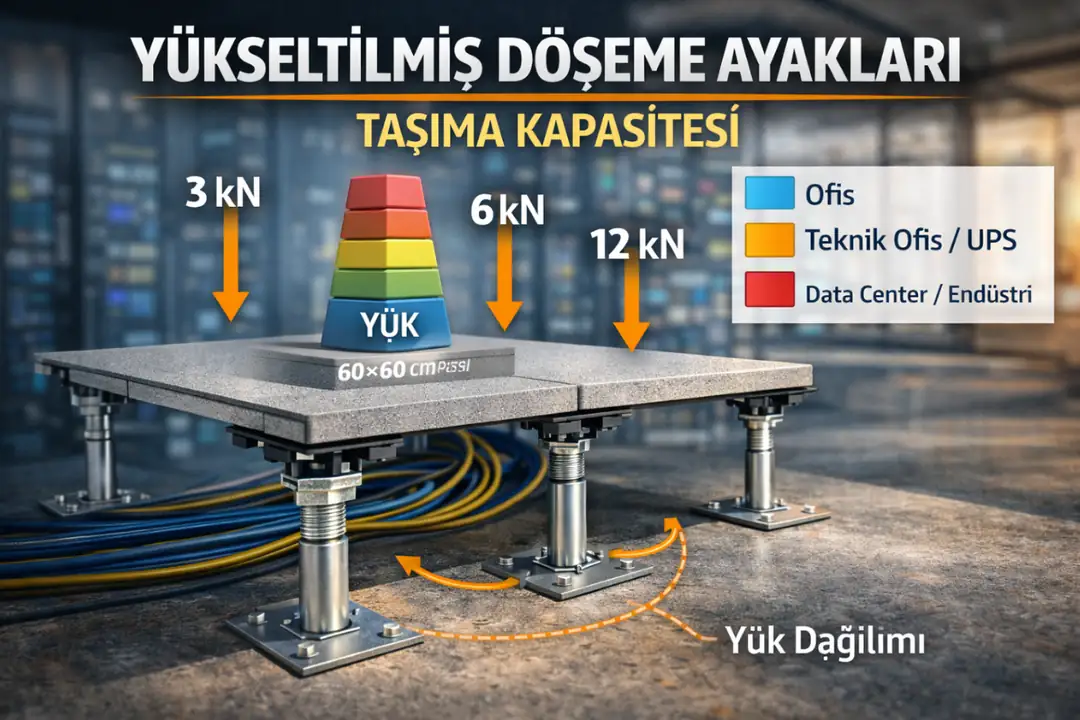 Yükseltilmiş döşeme ayakları taşıma kapasitesi ve yük dağılımı&nbsp;