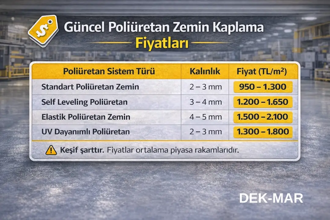 Poliüretan zemin kaplama fiyat tablosu, sistem türlerine göre güncel m2 maliyetleri&nbsp;