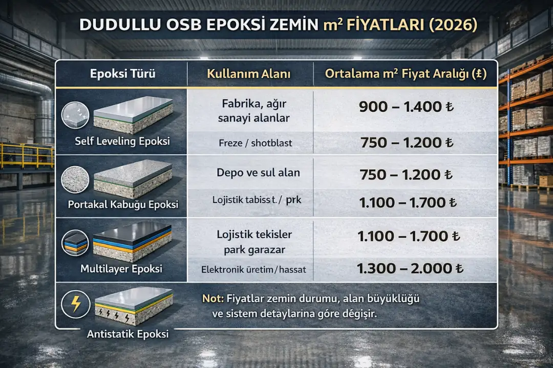 Dudullu OSB epoksi kaplama m2 fiyatları ve uygulama türlerine göre maliyetler&nbsp;