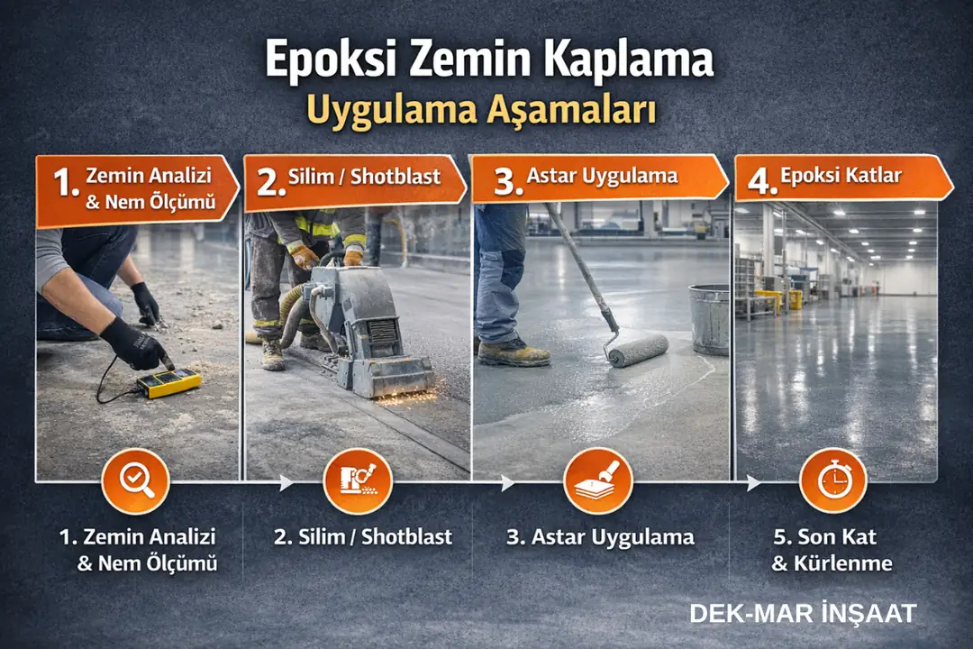 Hadımköy epoksi zemin kaplama uygulama aşamaları zemin hazırlığı astar ve epoksi katmanlar&nbsp;
