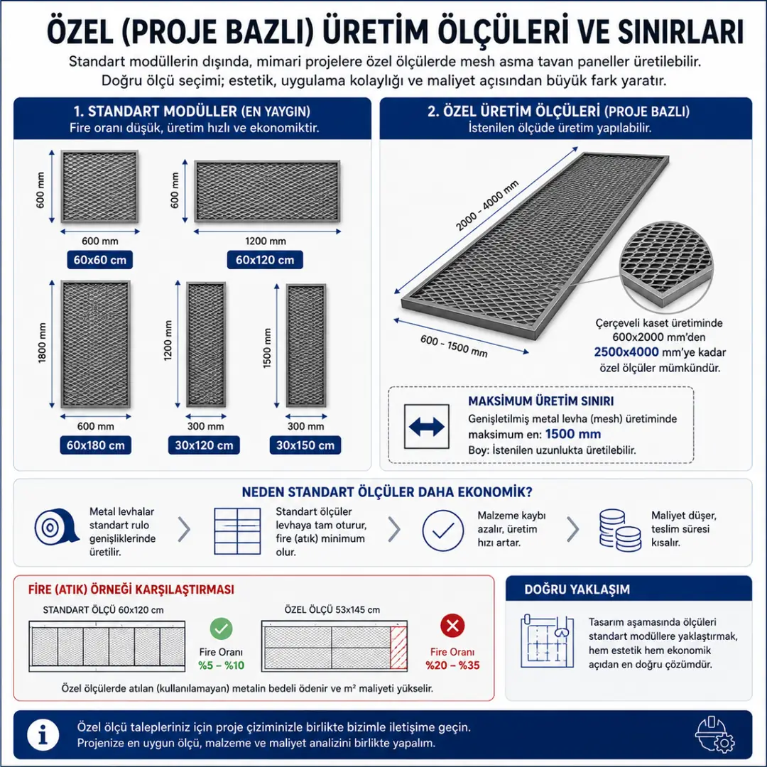 Özel üretim mesh asma tavan panel ölçüleri&nbsp;