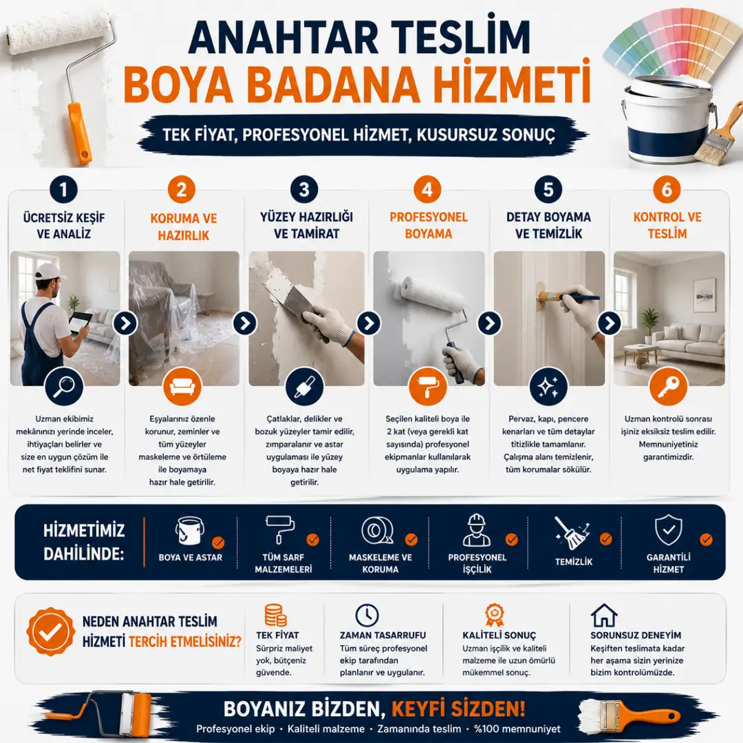 Anahtar teslim boya badana uygulama aşamaları&nbsp;