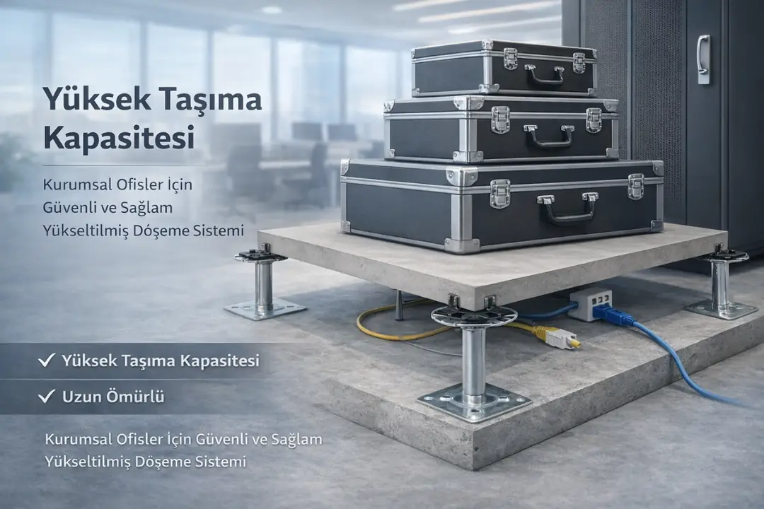 Kurumsal ofislerde yükseltilmiş döşeme taşıma kapasitesi analizi