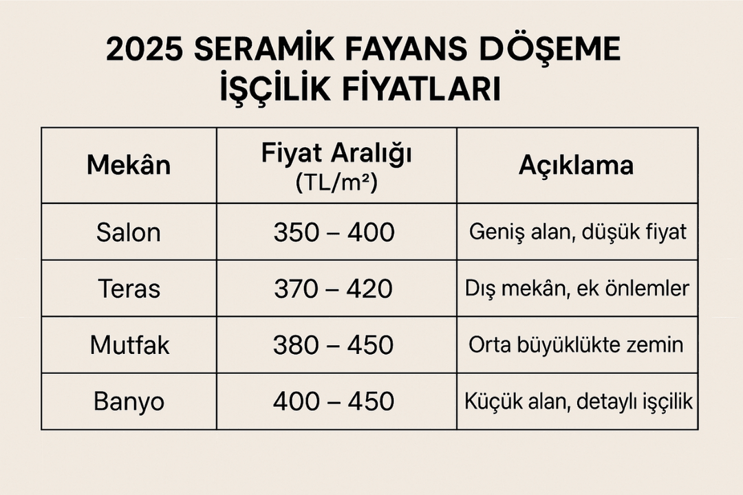 2025 seramik fayans döşeme işçilik fiyatları – metrekare bazlı tablo. görsel yap görsel 