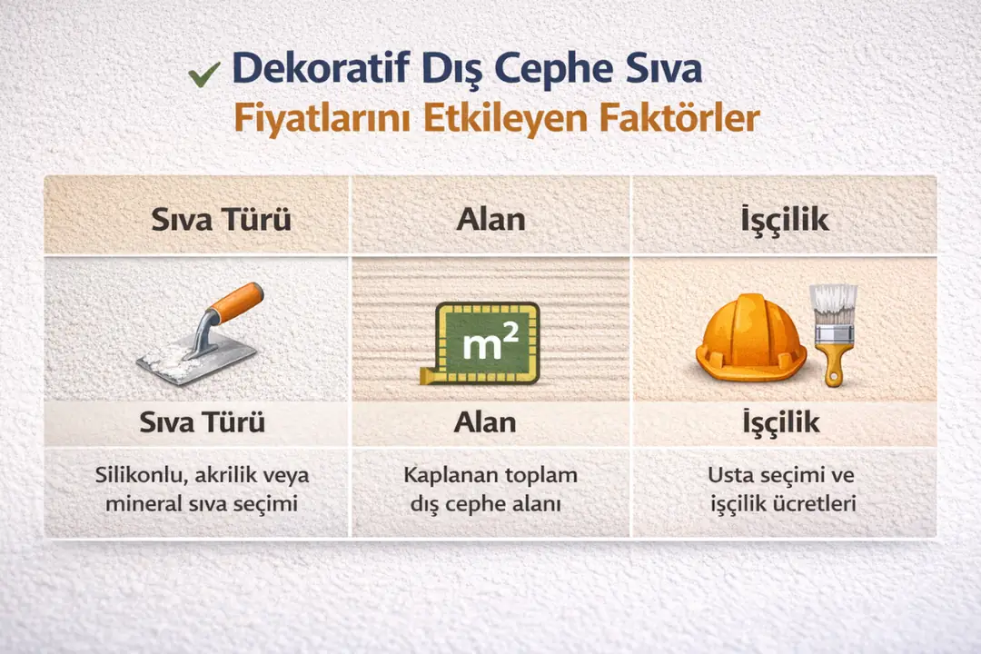 Dekoratif dış cephe sıva maliyetini etkileyen faktörler – sıva türü, alan ve işçilik&nbsp;