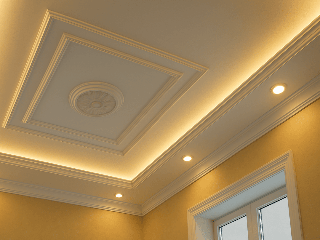 Etimesgut’ta salon tipi led ışıklı modern alçıpan asma tavan uygulaması – Dek-Mar İnşaat projelerinden örnek çalışma.