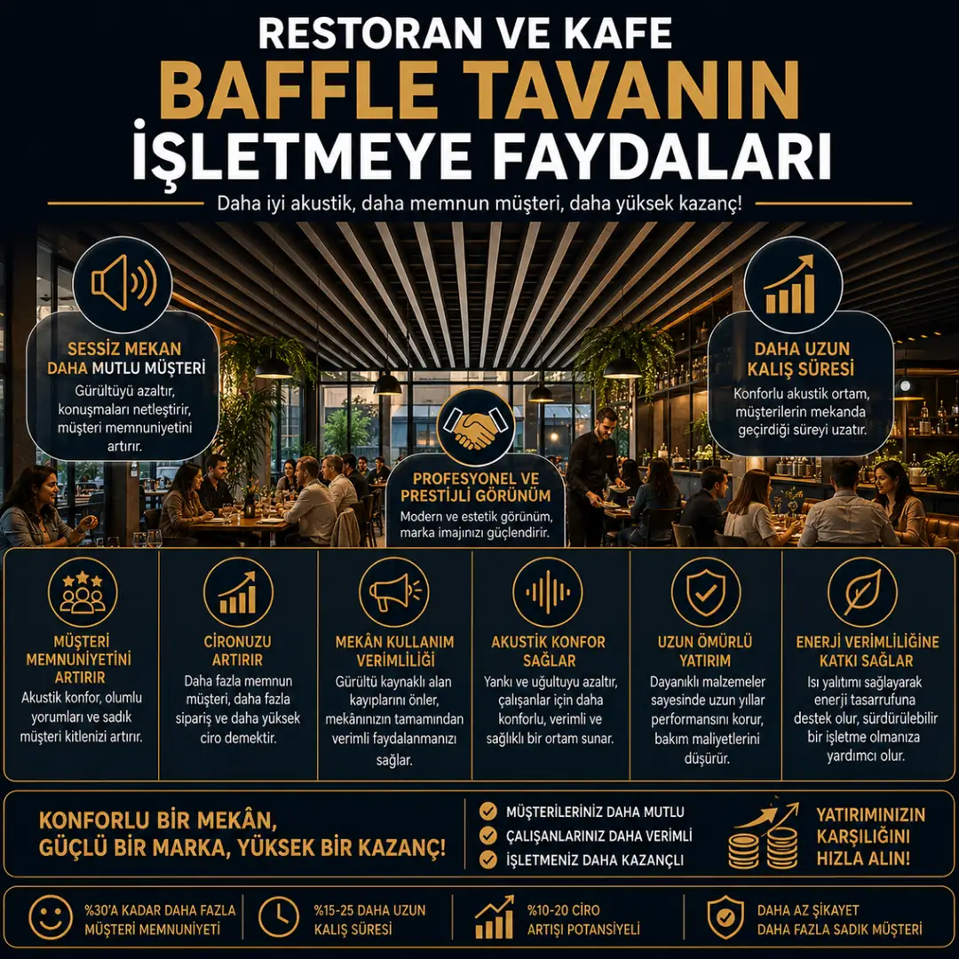 Restoran baffle tavan sisteminin işletmeye sağladığı avantajlar&nbsp;