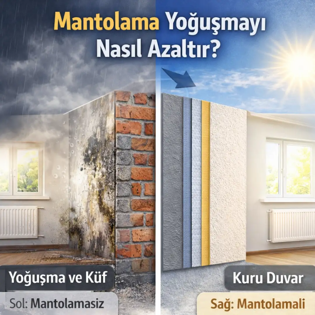 Mantolama yapılan ve yapılmayan duvarlarda yoğuşma farkı&nbsp;