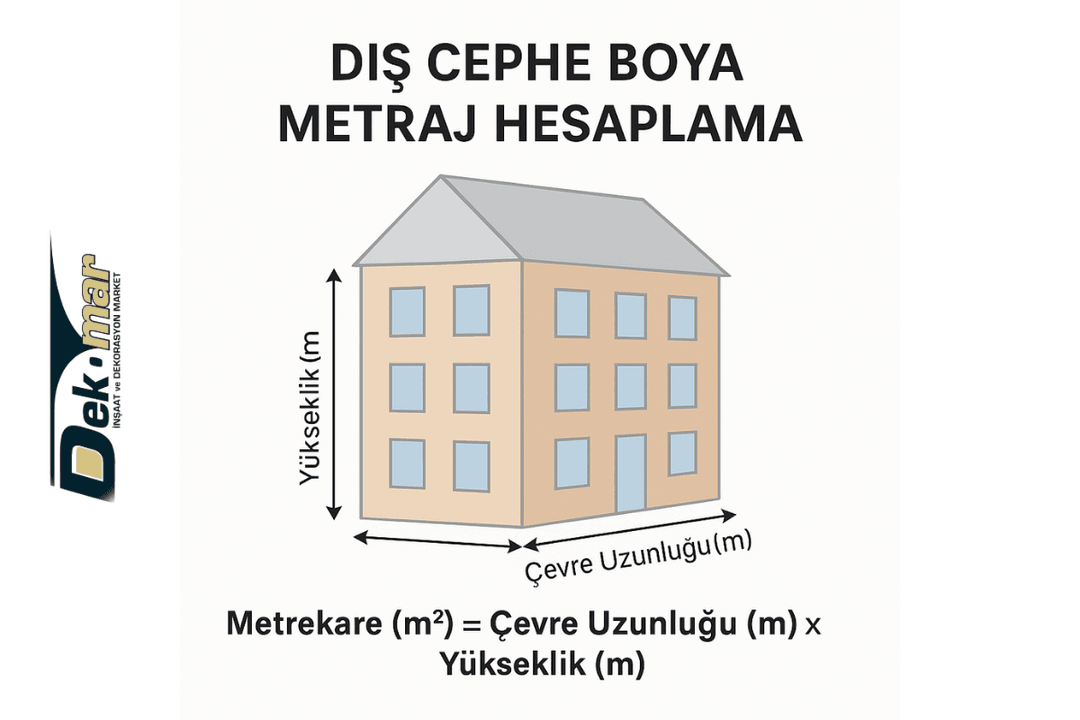 bina dış cephe boyama için metrekare hesaplama diyagramı ve ölçüm yöntemi. 