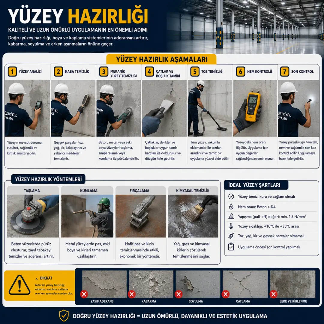Fabrika boyama öncesi yüzey hazırlığı raspa shot blast çatlak tamiri işlemleri