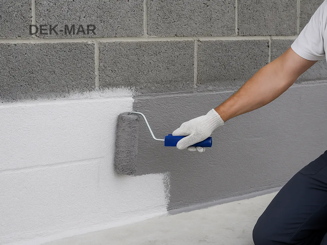 “KÖSTER NB sistem su yalıtımı uygulama görseli – rulo ile sürülen çimento esaslı izolasyon – Dek-Mar İnşaat” 