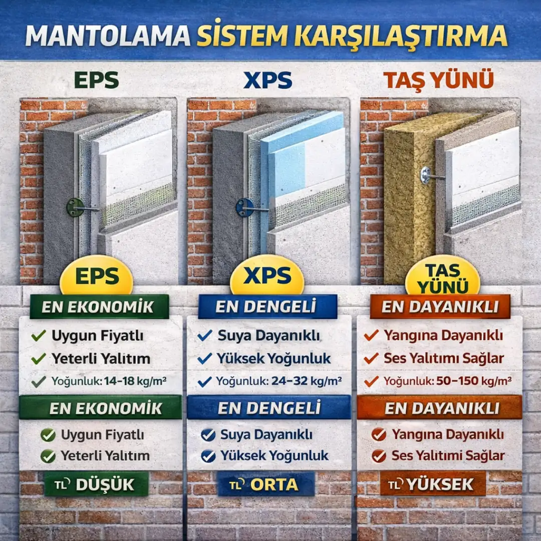 eps xps taş yünü mantolama sistemleri karşılaştırma ve katman yapısı