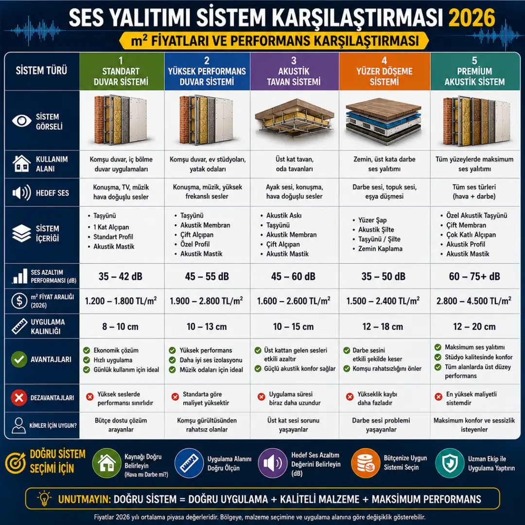 Ses yalıtım sistemleri performans karşılaştırması&nbsp;