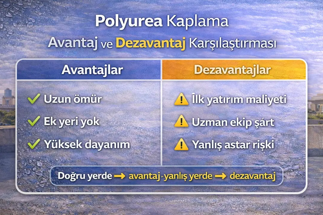 Polyurea kaplama avantaj ve dezavantaj karşılaştırması, doğru sistem seçimi için.&nbsp;