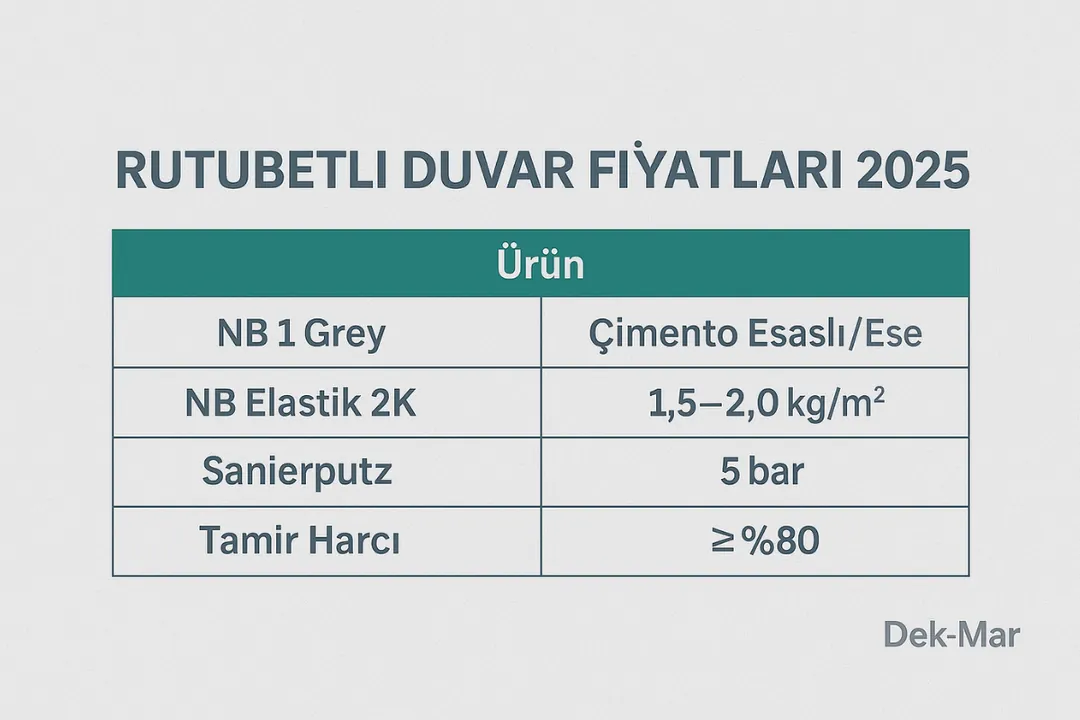 Rutubetli duvar çözümü fiyat tablosu 2025 – KÖSTER NB sistem fiyatları.