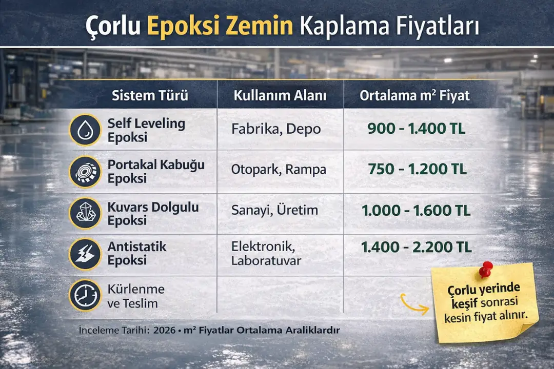 Çorlu epoksi zemin kaplama m2 fiyatları sistem türüne göre güncel fiyat tablosu&nbsp;
