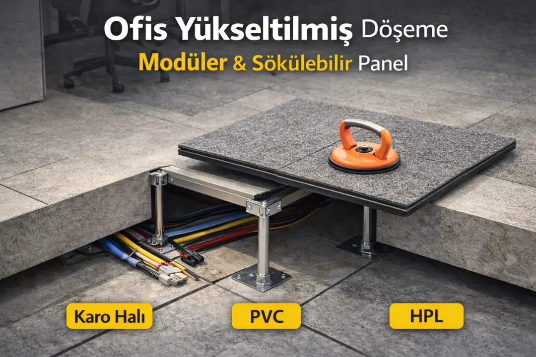 Ofis yükseltilmiş döşeme modüler sökülebilir panel sistemi&nbsp;