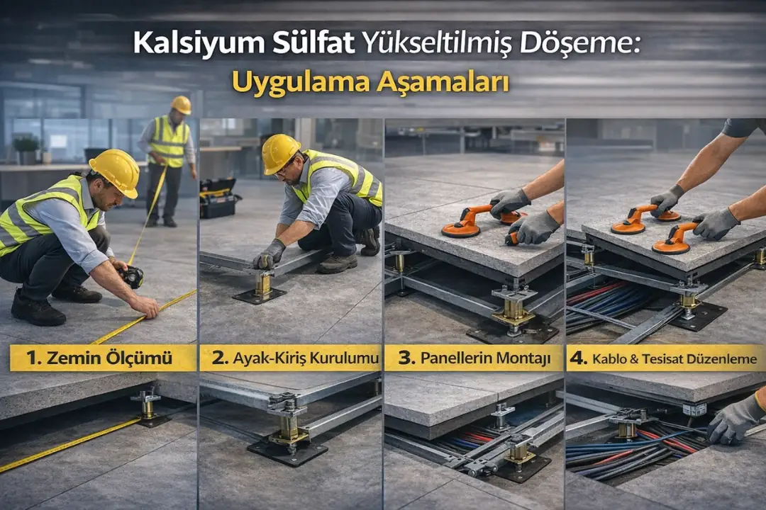 Kalsiyum sülfat yükseltilmiş döşeme uygulama aşamaları&nbsp;