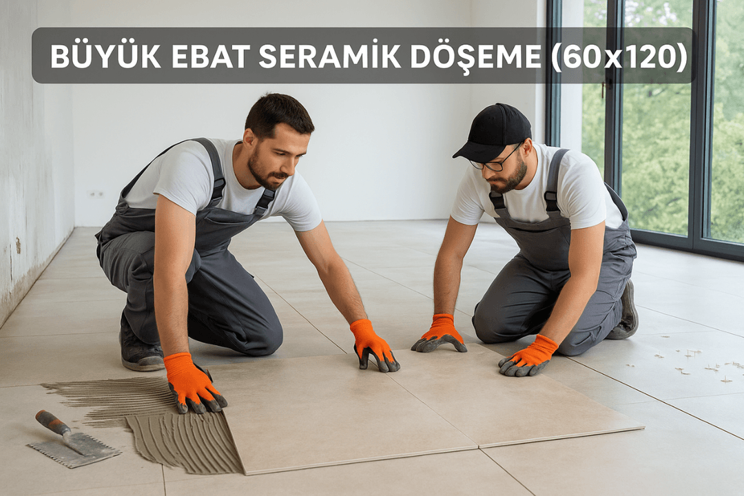 60x120 büyük ebat seramik fayans döşeme uygulaması. 