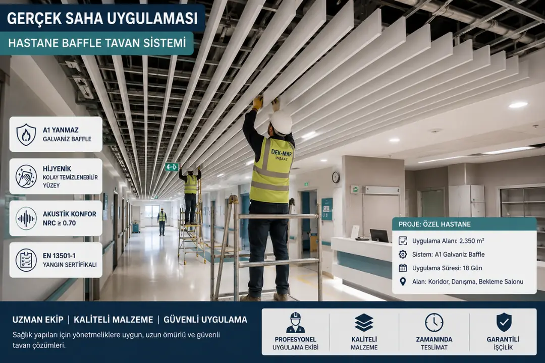 Hastane baffle tavan saha montaj uygulaması