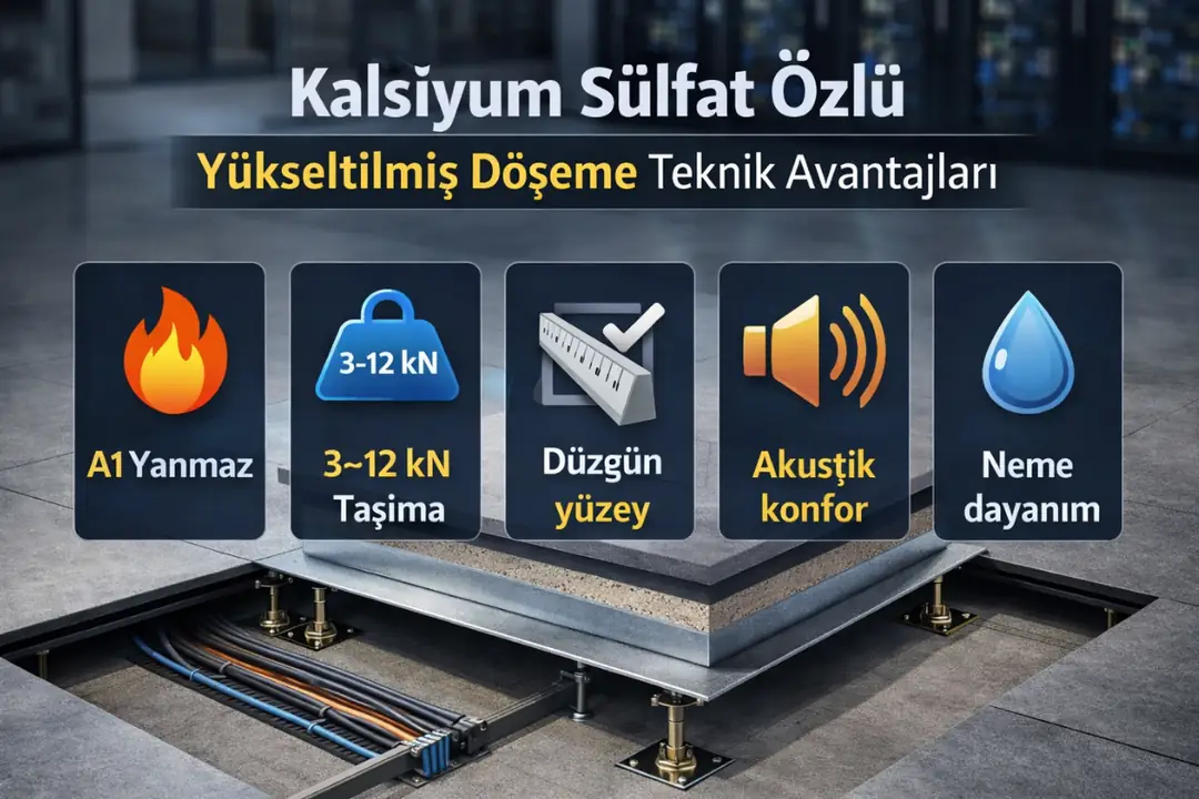 Kalsiyum sülfat özlü yükseltilmiş döşeme teknik avantajları
