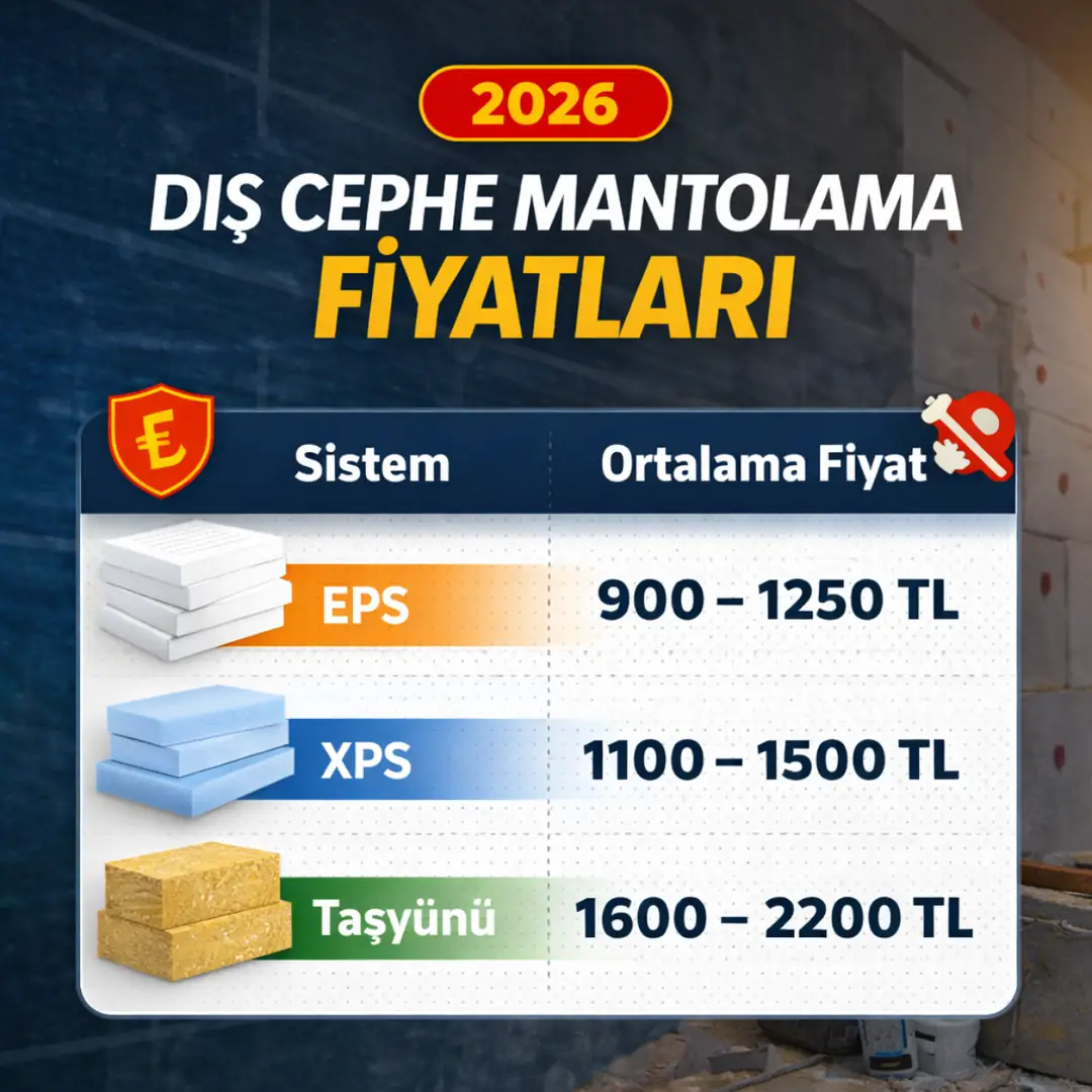 2026 dış cephe mantolama fiyatları eps xps taş yünü m2 maliyet karşılaştırması&nbsp;