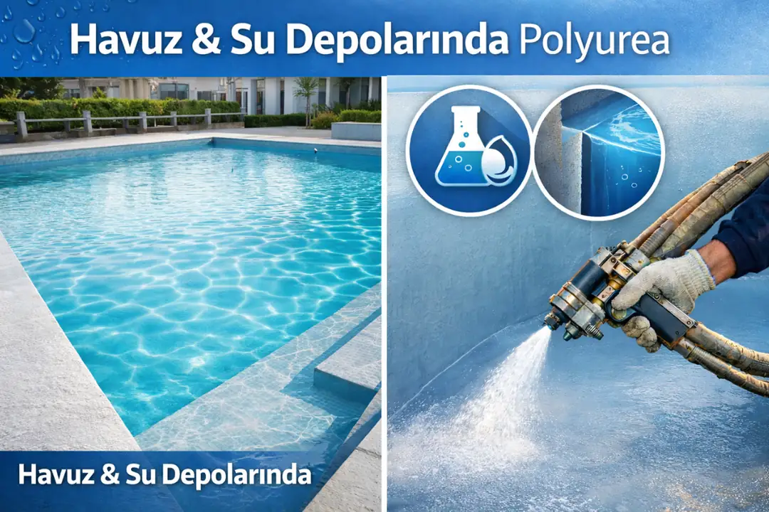 Havuz ve su depolarında polyurea su yalıtımı, derzsiz ve uzun ömürlü çözüm.&nbsp;