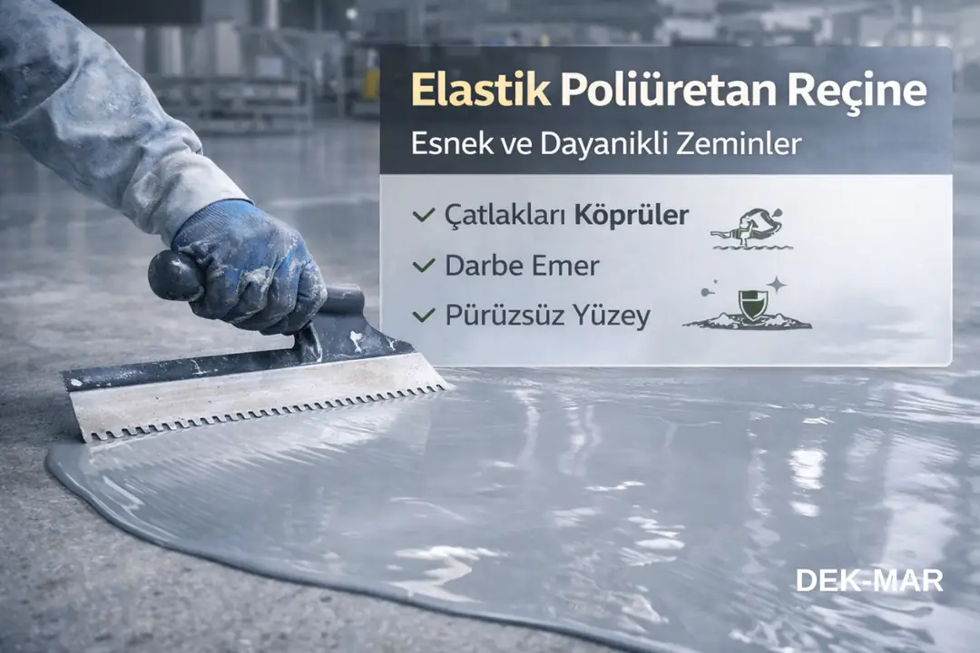 Elastik poliüretan reçine ile yapılan self leveling zemin kaplama uygulaması ve pürüzsüz yüzey görünümü&nbsp;
