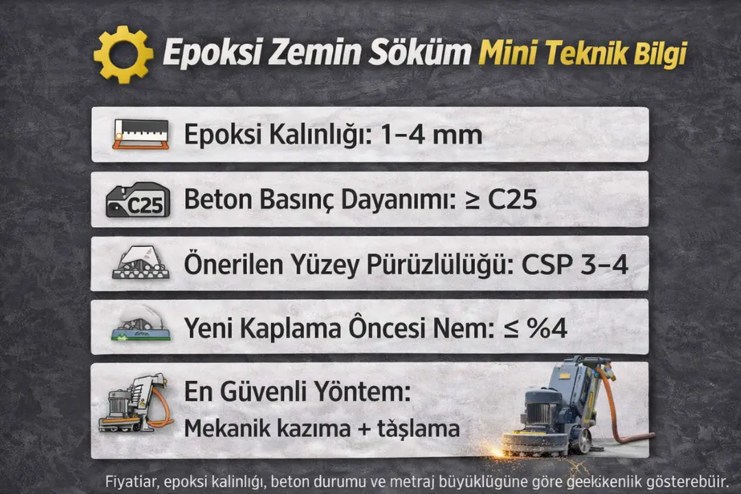 Epoksi zemin sökümünde teknik kriterler ve uygulama verileri&nbsp;