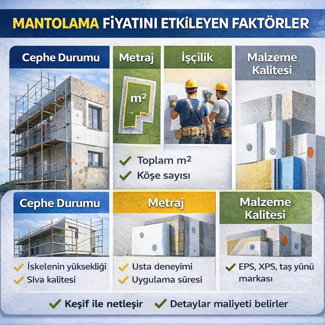 mantolama fiyatını etkileyen faktörler cephe durumu işçilik malzeme kalitesi
