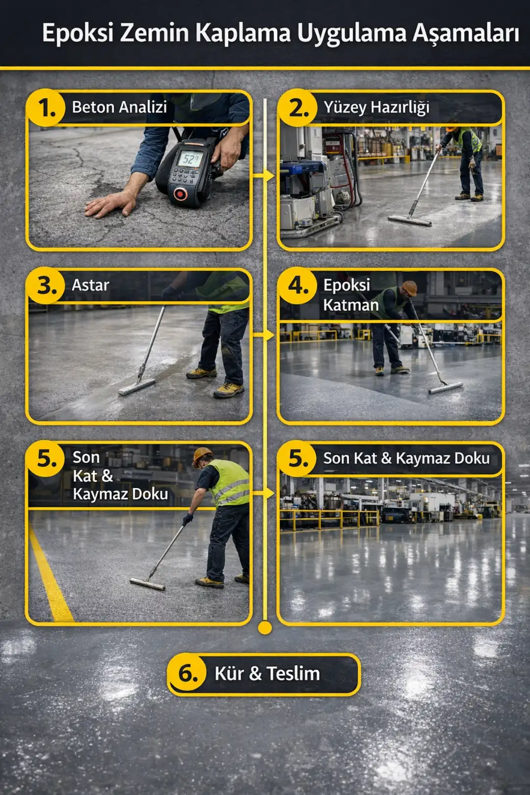 Çerkezköy epoksi zemin kaplama uygulama aşamaları ve profesyonel sistem adımları