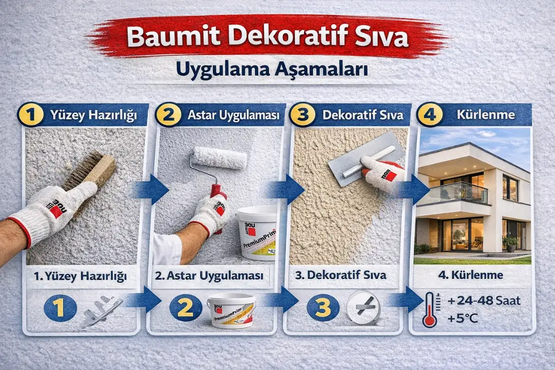 Baumit dekoratif sıva uygulama aşamaları – yüzey hazırlığı, astar ve kaplama süreci&nbsp;