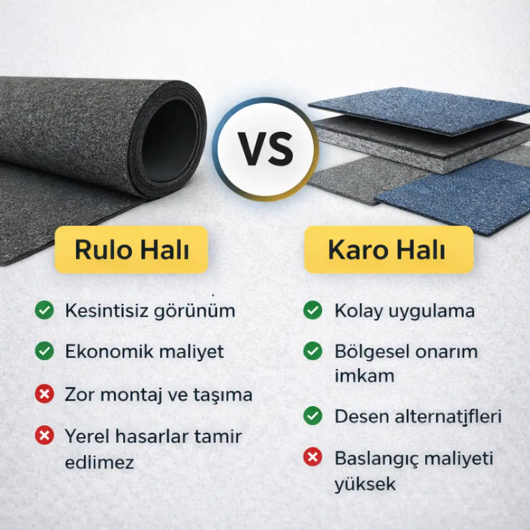 Karo halı ve rulo halı zemin kaplama karşılaştırması&nbsp;
