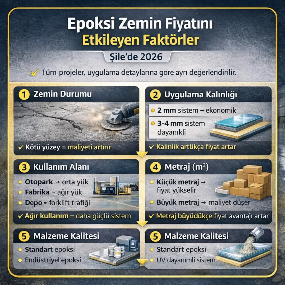 Epoksi zemin kaplama fiyatını etkileyen faktörler zemin durumu kalınlık metraj uygulama&nbsp;