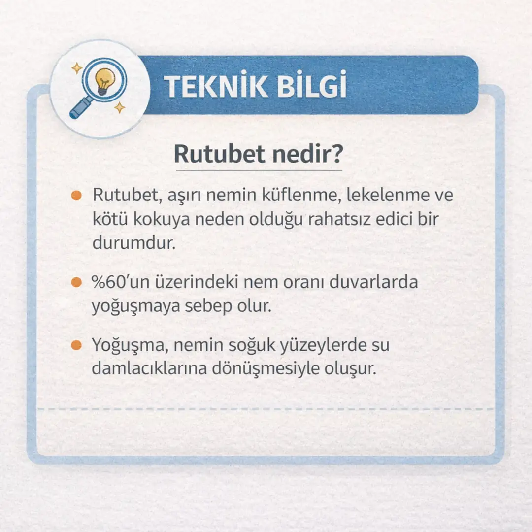 Rutubet türleri çözüm yöntemleri uygulama süresi ve maliyet bilgilerini içeren teknik özet bilgi kutusu&nbsp;