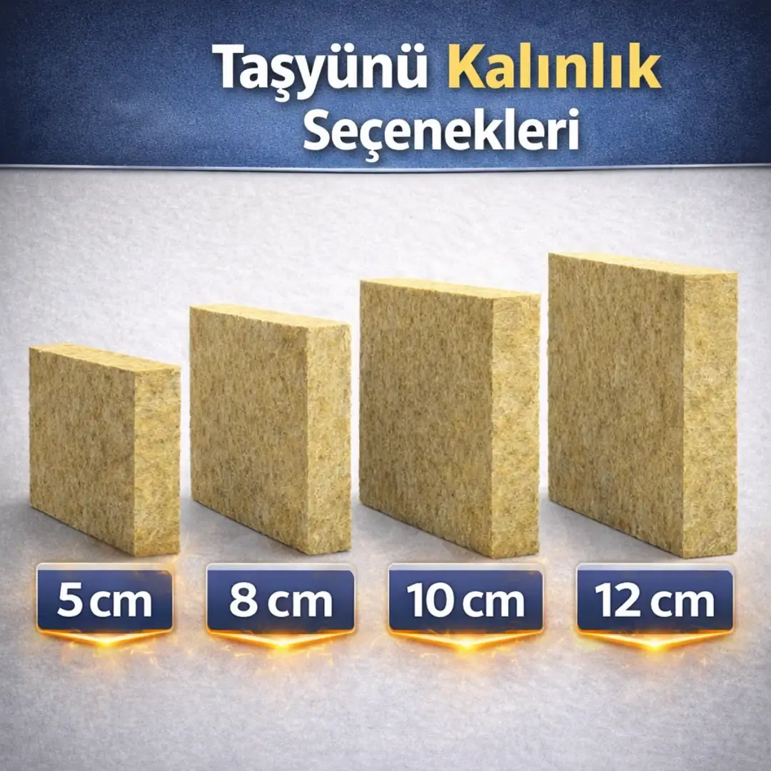 taşyünü mantolama levha kalınlık seçenekleri 5 cm 6 cm 8 cm