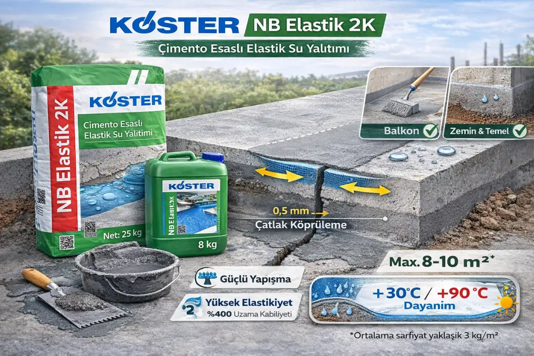 KÖSTER NB Elastik 2K 25 kg toz ve 8 kg sıvı bileşenli ambalaj seti&nbsp;