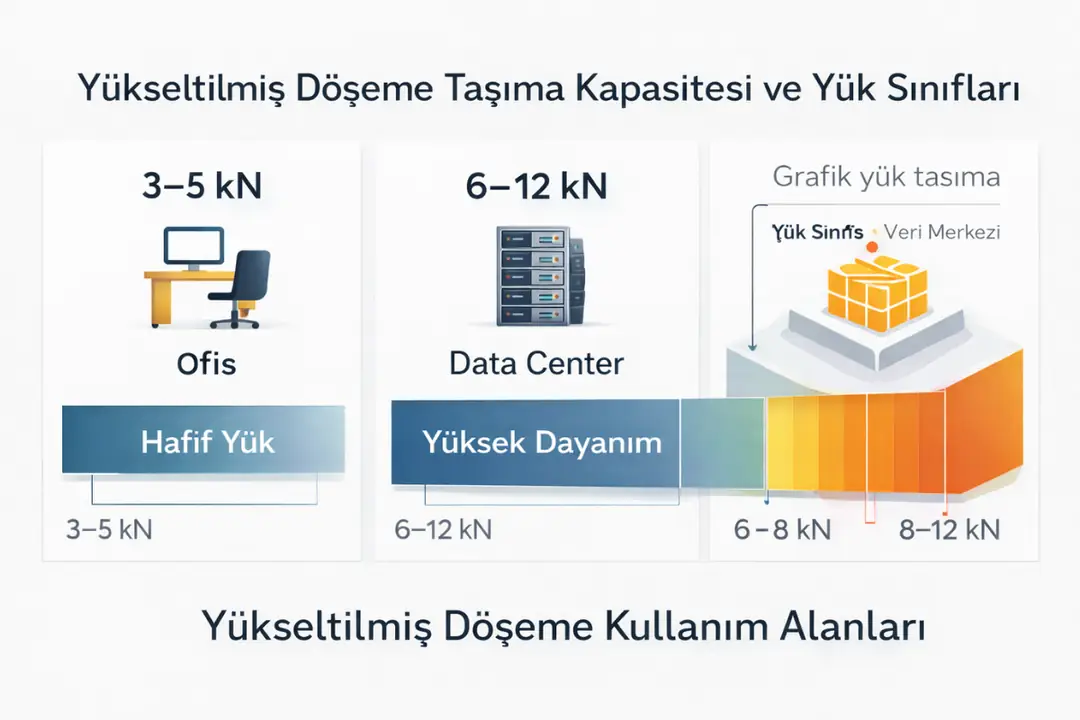 Yükseltilmiş döşeme taşıma kapasitesi ve yük sınıfları&nbsp;