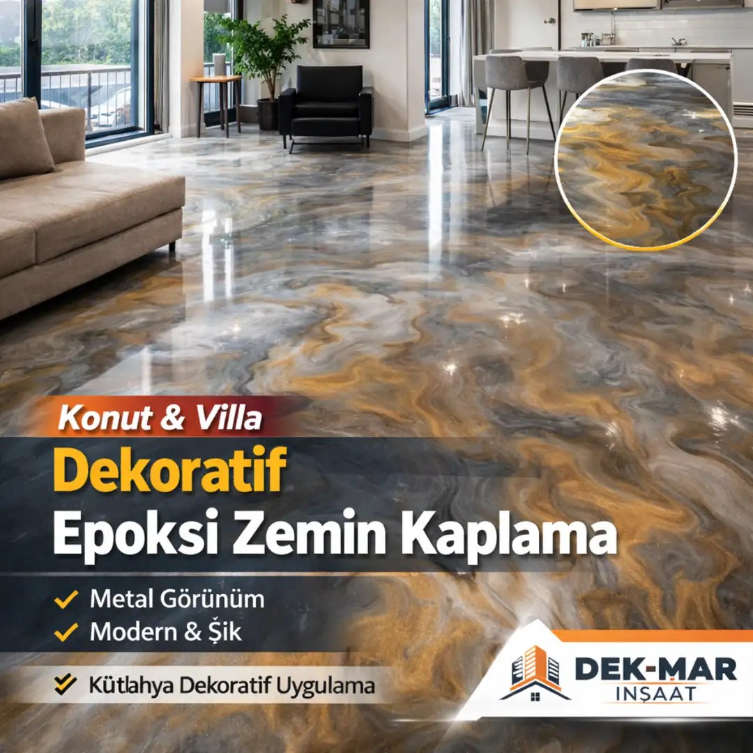 Villa iç mekanda dekoratif metalik epoksi zemin&nbsp;