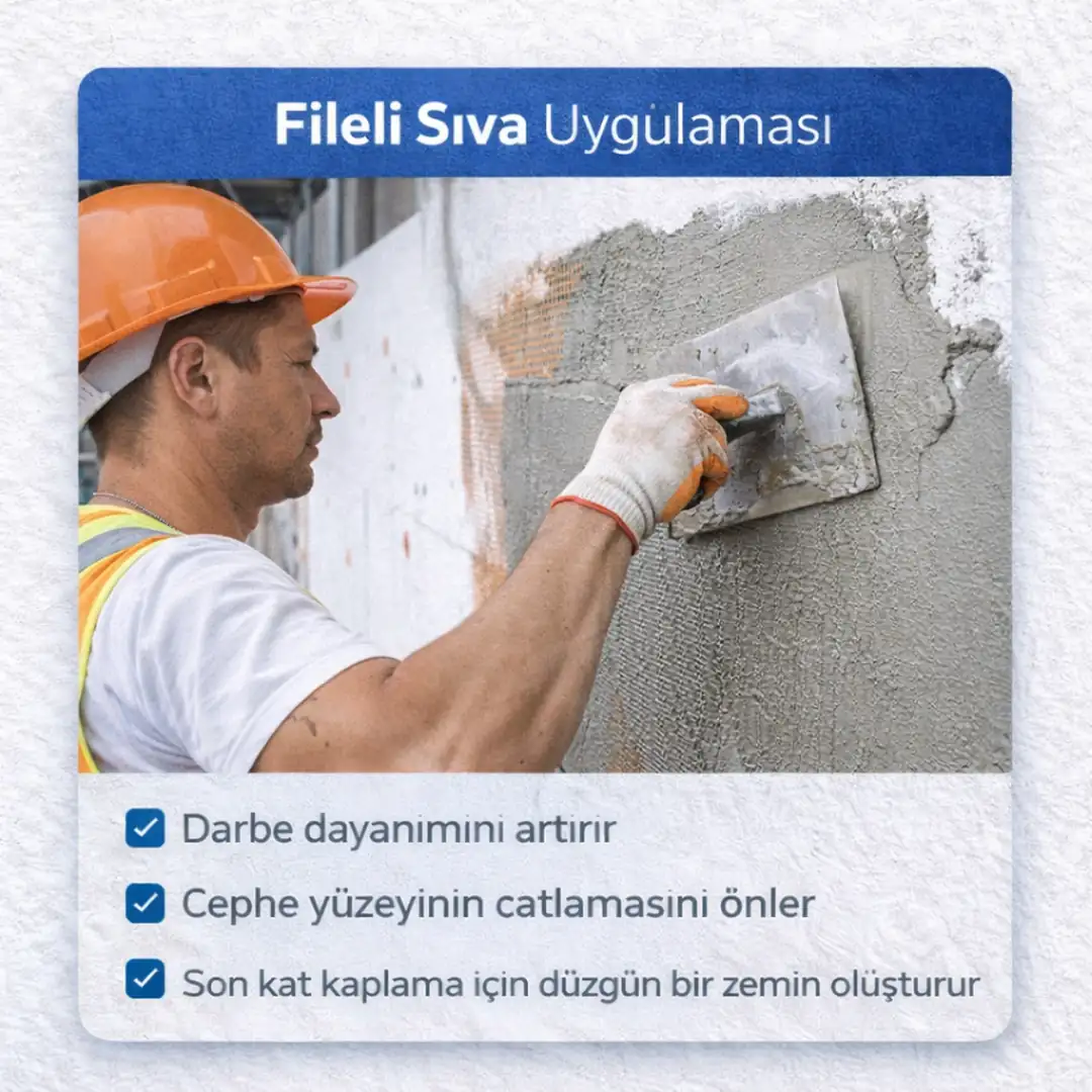 mantolama fileli sıva uygulaması&nbsp;